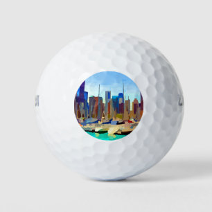Chicago Harbor Skyline Golfball