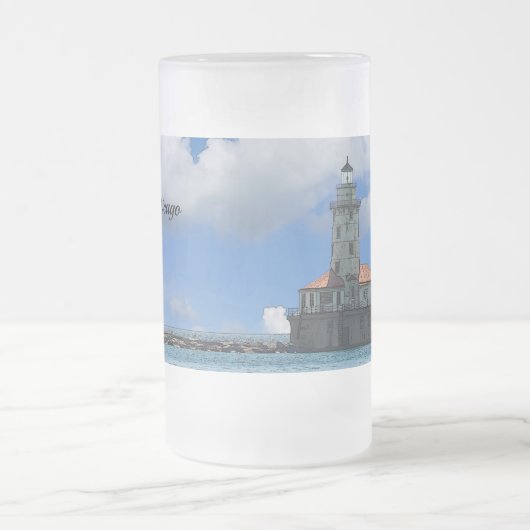 Chicago Harbour Lighthouse Painterly Mattierte Tas Mattglas Bierglas (Mittel)