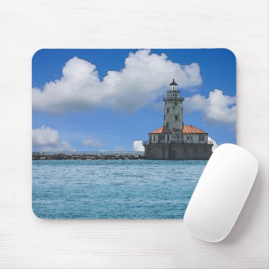 Chicago Harbour Lighthouse Painterly Mousepad (Mit Mouse)