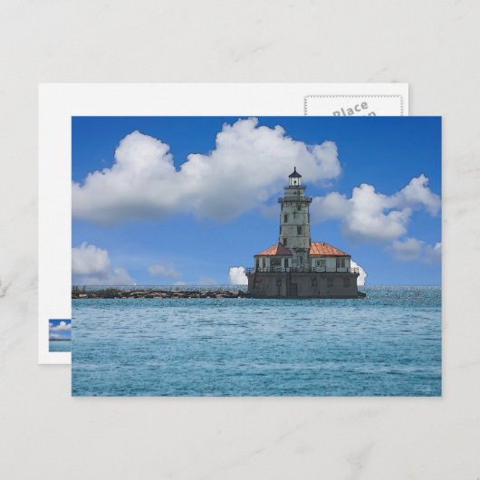 Chicago Harbour Lighthouse Painterly Postkarte (Vorne/Hinten)