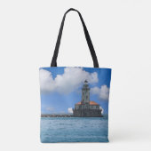 Chicago Harbour Lighthouse Painterly Tote Bag Tasche (Rückseite)