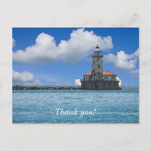 Chicago Harbour Lighthouse Painterly Vielen Dank Postkarte (Vorderseite)