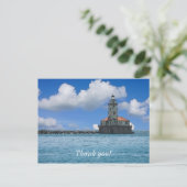 Chicago Harbour Lighthouse Painterly Vielen Dank Postkarte (Stehend Vorderseite)