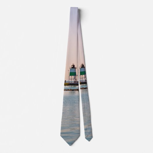 Chicago Harbour Southeast Lighthouse Neck Tie Krawatte (Vorderseite)