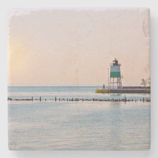 Chicago Harbour Southeast Lighthouse Steinuntersetzer (Vorderseite)