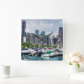 Chicago Harbour Wall Clock Quadratische Wanduhr (Zuhause)
