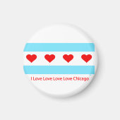 Chicago Heart Flag - I Liebe x 4 Chi Round Magnet (Vorne)