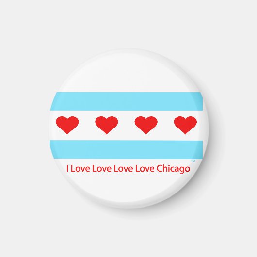 Chicago Heart Flag - I Liebe x 4 Chi Round Magnet (Vorne)