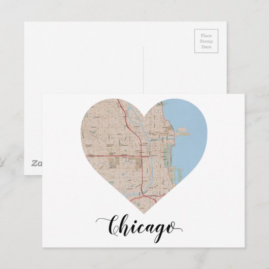 Chicago Heart Karte (Vorne/Hinten)