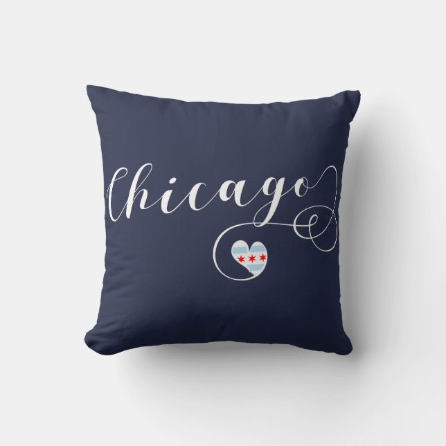 Chicago Heart Throw Pillow, Illinois Kissen (Vorderseite)