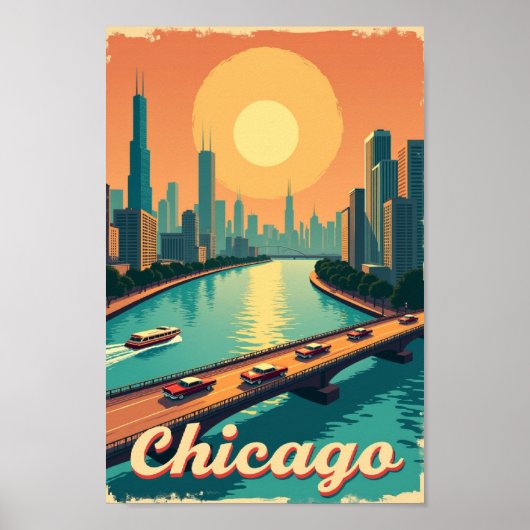 Chicago – Historische Uferpromenade Poster (Vorne)