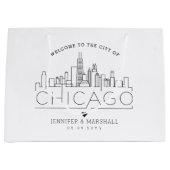 Chicago-Hochzeit | Stilisierte Skyline Große Geschenktüte (Vorderseite)