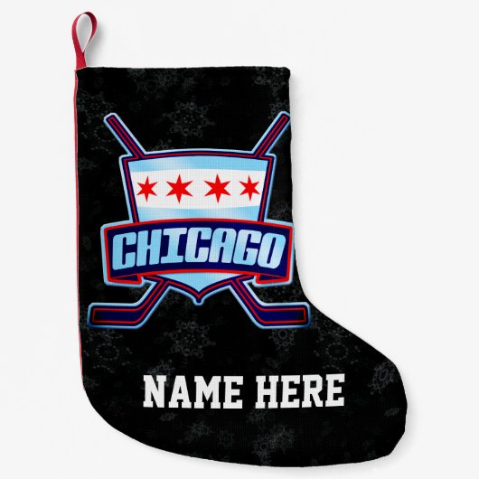 Chicago Hockey Flag Weihnachts-Strumpf, Customize Kleiner Weihnachtsstrumpf (Vorderseite)