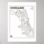 Chicago 'Hoods Map Bold Star Poster (Vorne)