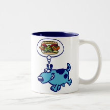 Chicago Hot Dog (blauer Cartoon-Hund) Tasse