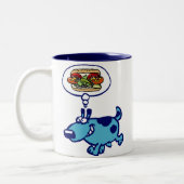 Chicago Hot Dog (blauer Cartoon-Hund) Tasse (Links)