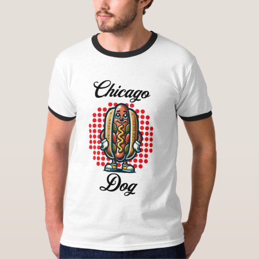 Chicago Hot Dog Retro Pop Art T-Shirt (Vorderseite)