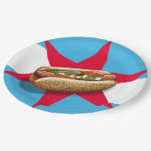 Chicago Hotdog-Party Pappteller (Schrägansicht)