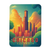 Chicago Iconic Skyline & Lake Michigan Magnet (Vertikal)