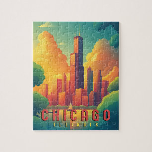 Chicago Iconic Skyline & Lake Michigan Puzzle
