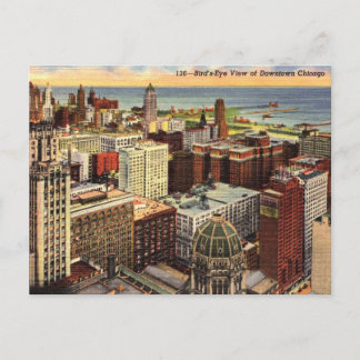 Chicago IL, Bird's Eye View 1943 Vintag Style Postkarte