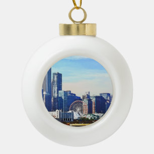 Chicago IL - Chicago Skyline und Navy Pier Keramik Kugel-Ornament