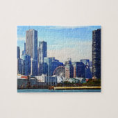 Chicago IL - Chicago Skyline und Navy Pier Puzzle (Horizontal)