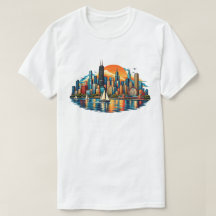 Chicago IL - Chicago Sonnenuntergang Skyline Wasse