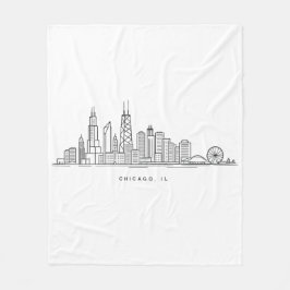 Chicago IL Cityscape Illustration Fleecedecke