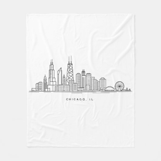 Chicago IL Cityscape Illustration Fleecedecke (Vorderseite)