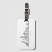 Chicago IL Cityscape Illustration Gepäckanhänger (Vorderseite Vertikal)