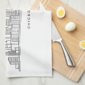 Chicago IL Cityscape Illustration Geschirrtuch (Viertel Falte)