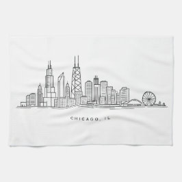 Chicago IL Cityscape Illustration Geschirrtuch