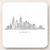 Chicago IL Cityscape Illustration Getränkeuntersetzer (Vorderseite)