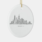 Chicago IL Cityscape Illustration Keramik Ornament (Rechts)