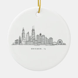Chicago IL Cityscape Illustration Keramik Ornament