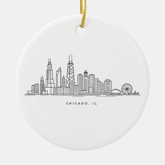 Chicago IL Cityscape Illustration Keramik Ornament (Vorne)