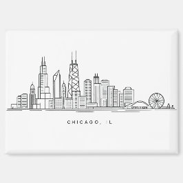 Chicago IL Cityscape Illustration Magnet