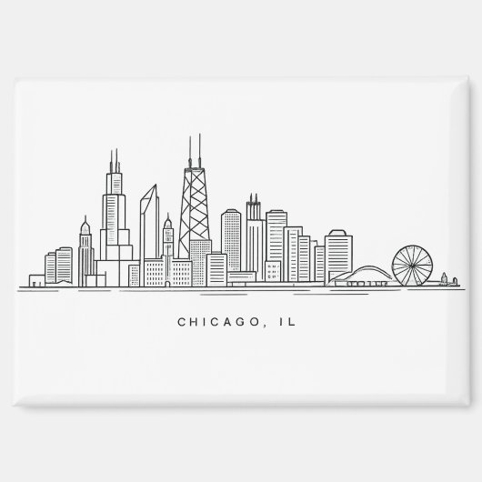 Chicago IL Cityscape Illustration Magnet (Vorderseite)