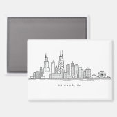 Chicago IL Cityscape Illustration Magnet (Vorderseite/Rückseite)