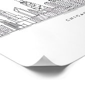 Chicago IL Cityscape Illustration Poster (Ecke)