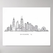 Chicago IL Cityscape Illustration Poster (Vorne)