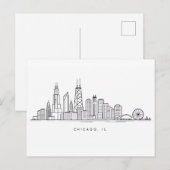 Chicago IL Cityscape Illustration Postkarte (Vorne/Hinten)
