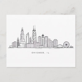 Chicago IL Cityscape Illustration Postkarte