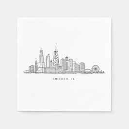 Chicago IL Cityscape Illustration Serviette