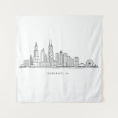 Chicago IL Cityscape Illustration Wandteppich (Vorderseite)
