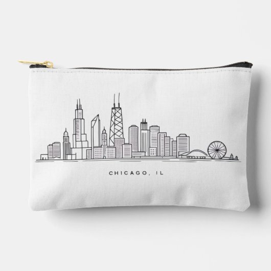 Chicago IL Cityscape Illustration Zubehörtasche (Vorderseite)
