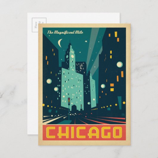 Chicago, IL - Die prächtige Meile 2 Postkarte (Vorne/Hinten)