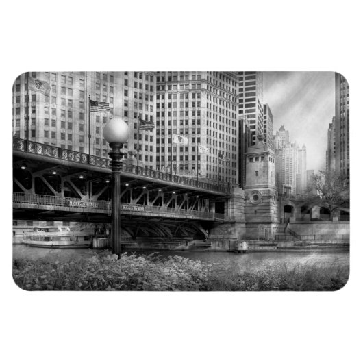 Chicago, IL - DuSable Bridge, Baujahr 1920 - BW Magnet (Horizontal)