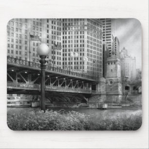 Chicago, IL - DuSable Bridge, Baujahr 1920 - BW Mousepad